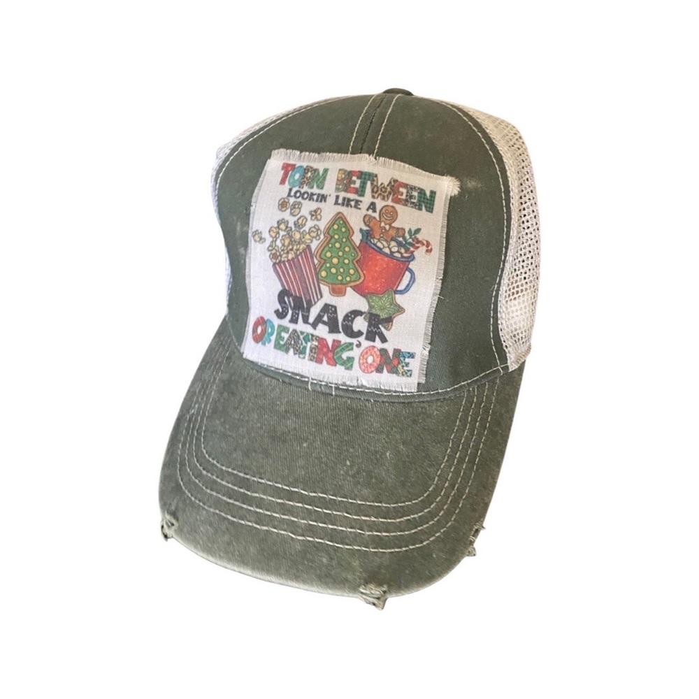 Snap back vintage trucker hat “Torn between looking like a snack or eating one”. - Picture 3 of 3